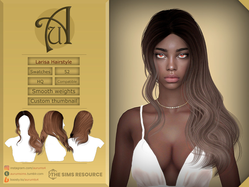 Sims 4 Larisa - Long wavy hairstyle by AurumMusik