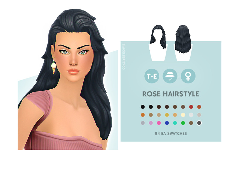 Sims 4 Rose Hairstyle by simcelebrity00