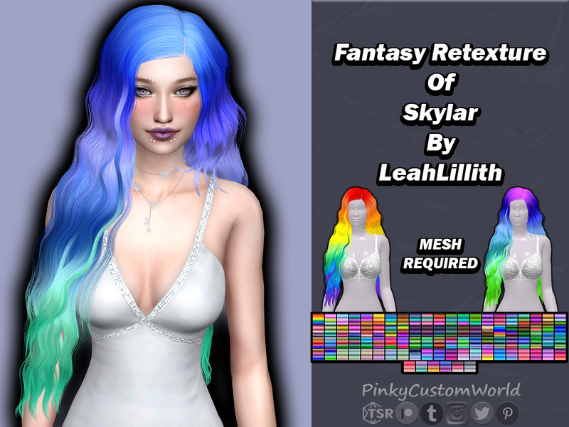 Sims 4 [PATREON] Fantasy Retexture of Skylar hair by LeahLillith by PinkyCustomWorld
