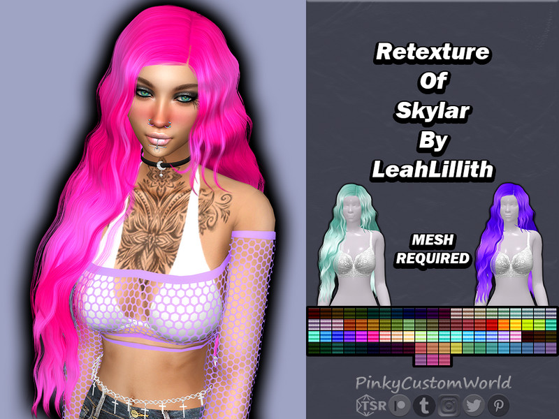 Sims 4 [PATREON] Retexture of Skylar hair by LeahLillith by PinkyCustomWorld
