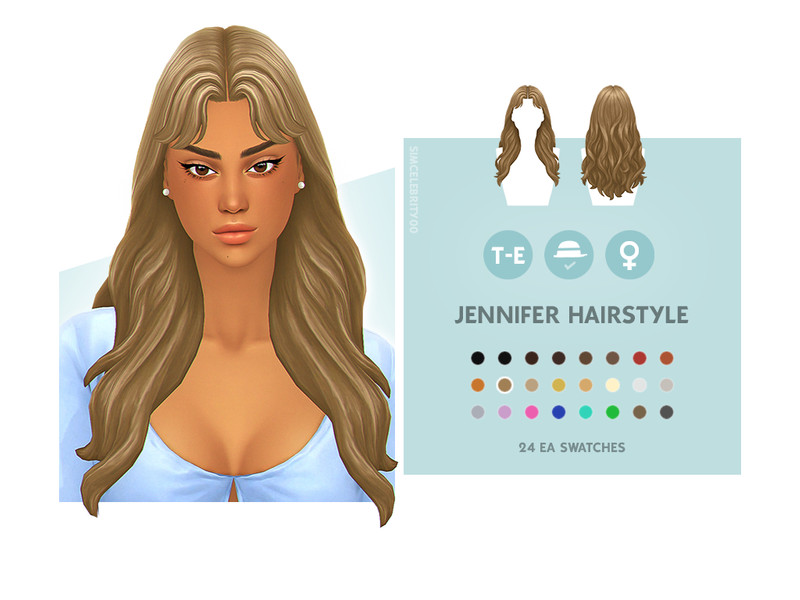 Sims 4 Jennifer Hairstyle by simcelebrity00