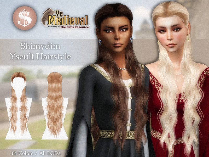 Sims 4 Ye Medieval Yseult Hairstyle by Shimydim