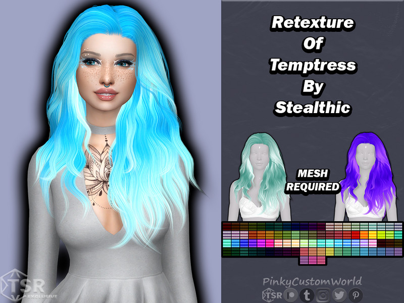 Sims 4 Retexture of Temptress hair by Stealthic by PinkyCustomWorld