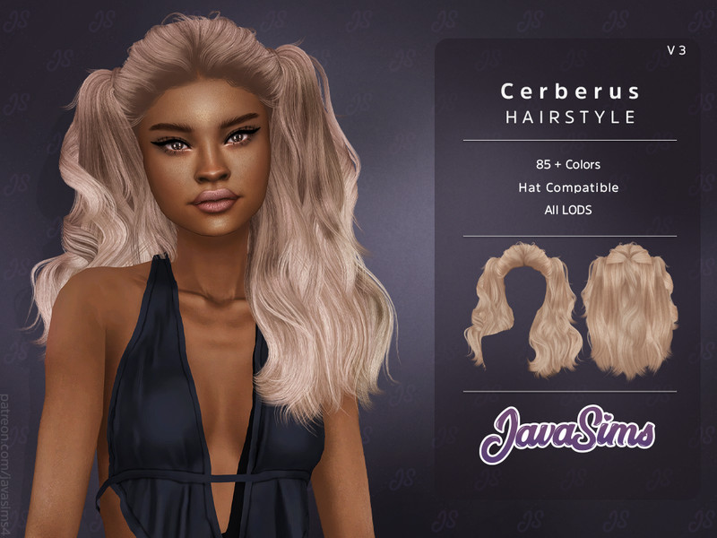 Sims 4 Cerberus - S3 (Hairstyle) by JavaSims