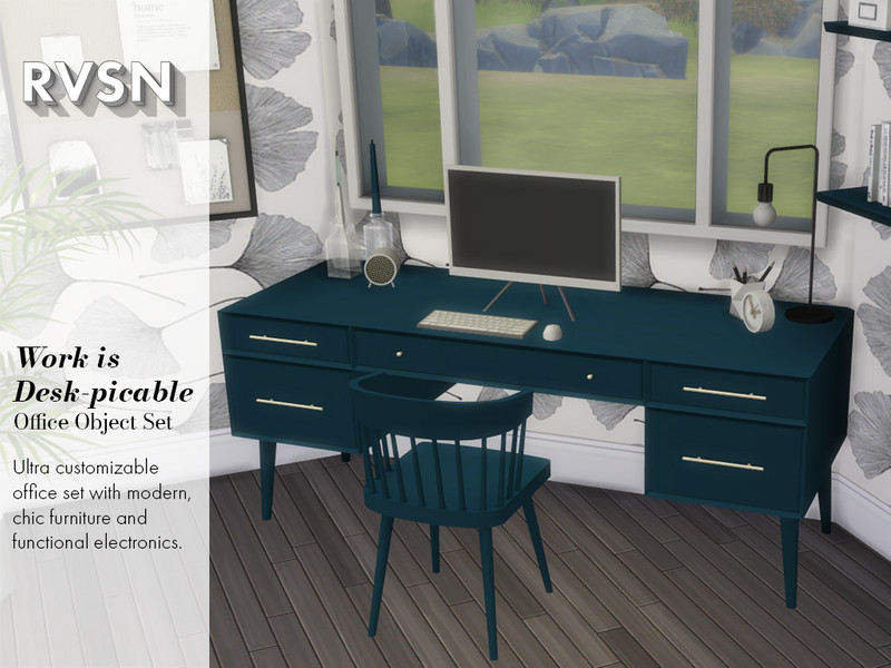 Sims 4 Work is Desk-picable Office Set by RAVASHEEN