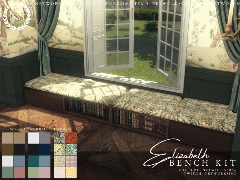 Sims 4 Elizabeth Window Seat (Mix and Match Bench Kit) by networksims
