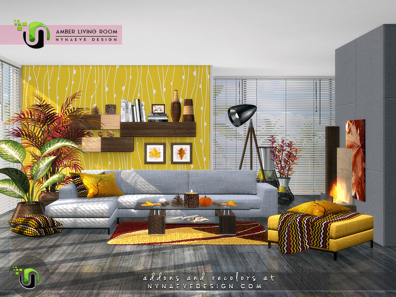Sims 4 Amber Living Room by NynaeveDesign