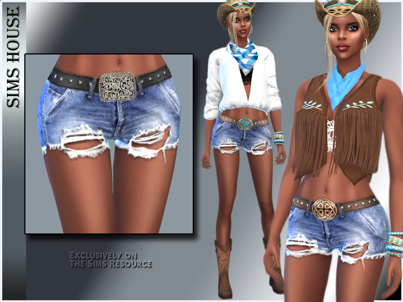 Sims 4 WOMEN'S SHORTS WITH BELT WITH BUCKLE by Sims House