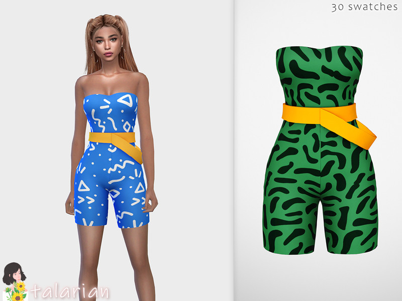 Sims 4 Ariella bandeau jumpsuit with a belt by talarian