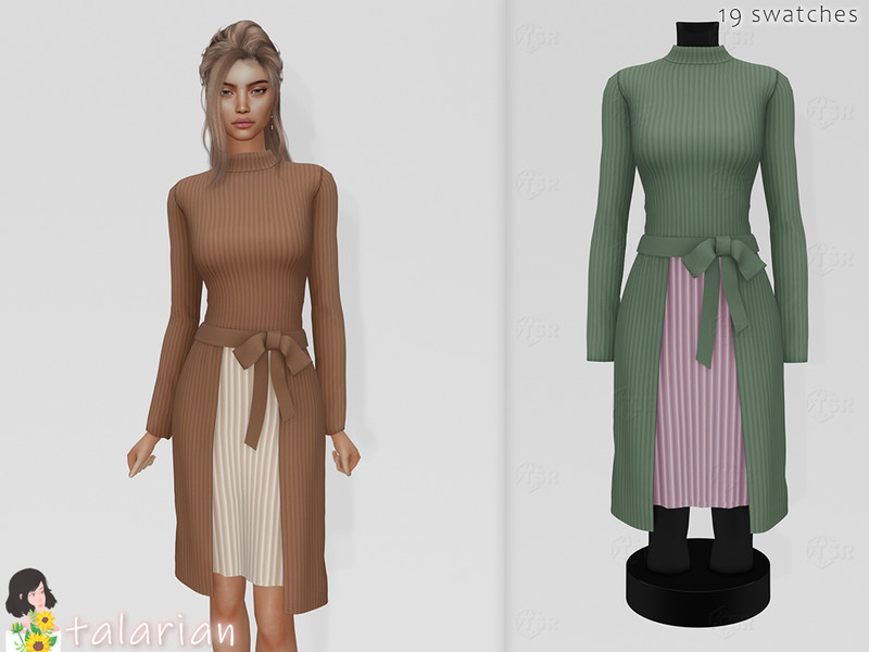 Sims 4 Magnolia knitted dress with belt by talarian