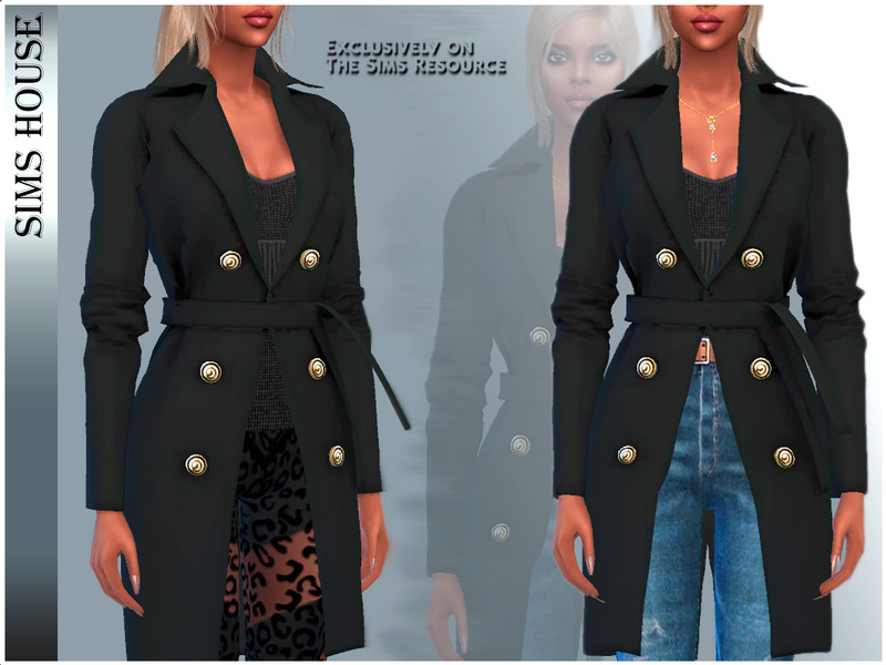 Sims 4 WOMEN'S COAT WITH BELT by Sims House