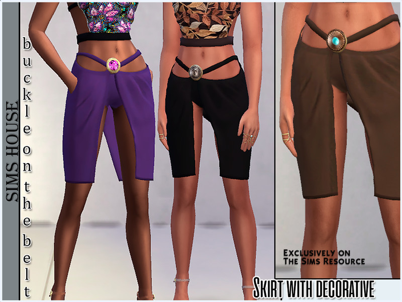 Sims 4 Skirt with decorative buckle on the belt by Sims House