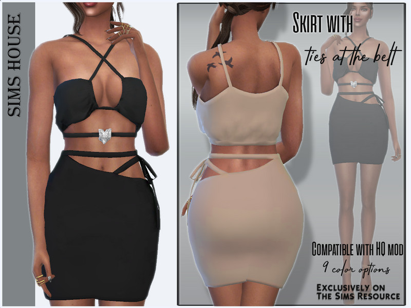Sims 4 Skirt with ties at the belt by Sims House