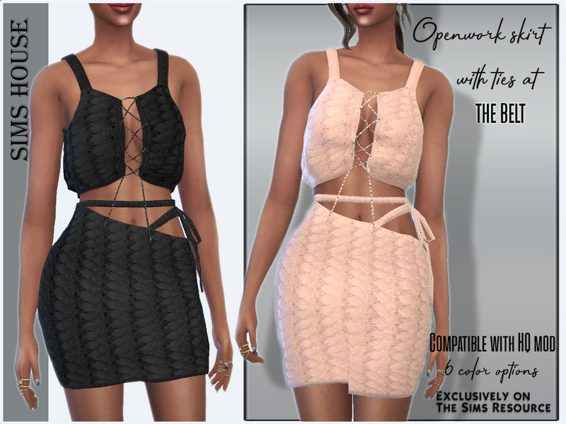 Sims 4 Openwork skirt with ties at the belt by Sims House
