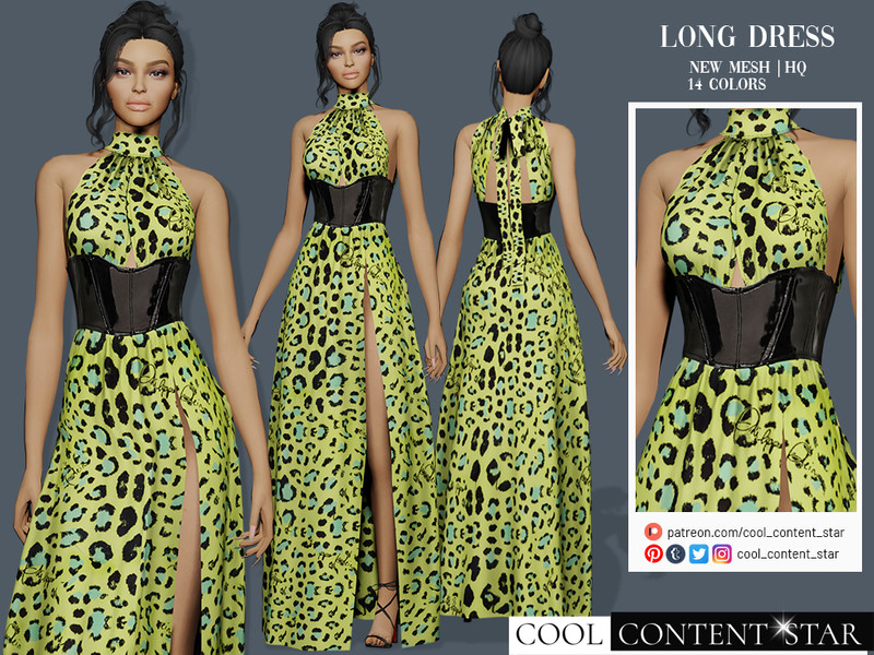 Sims 4 Long Dress with Latex waist belt (Patreon) by sims2fanbg