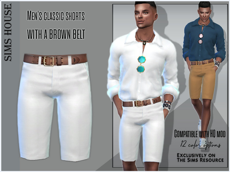 Sims 4 classic shorts with a brown belt by Sims House