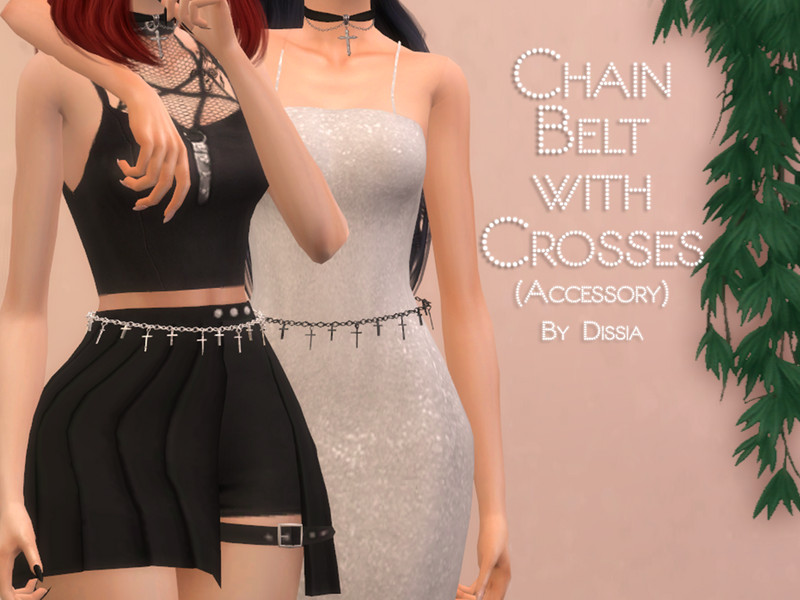 Sims 4 Chain Belt with Crosses (Accessory) by Dissia
