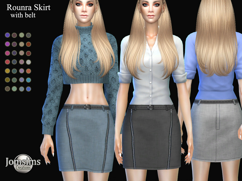 Sims 4 Rounra skirt with belt by jomsims