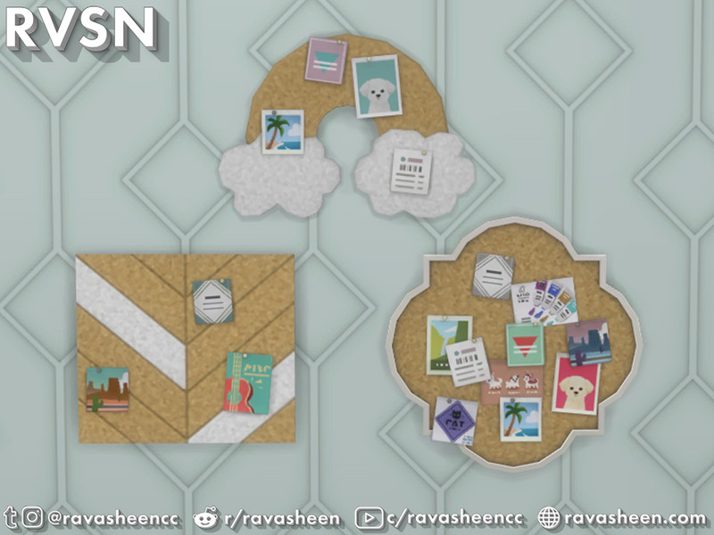 Sims 4 Major Inspo Corkboard Add On by RAVASHEEN