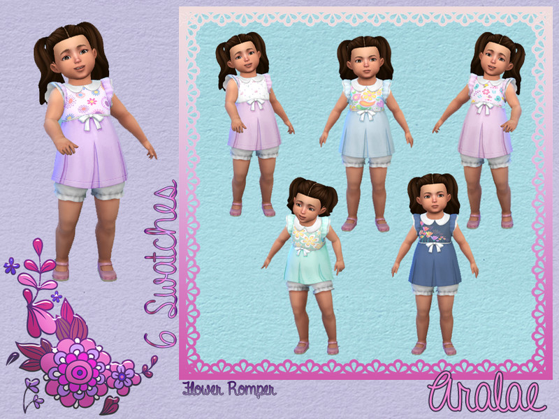 Sims 4 Female Toddler Flower Romper (REQ: Toddler SP) by Aralae