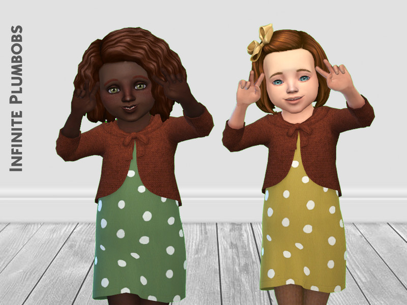 Sims 4 IP Toddler Autumn Cardi Polka Dress - Toddler Stuff by InfinitePlumbobs