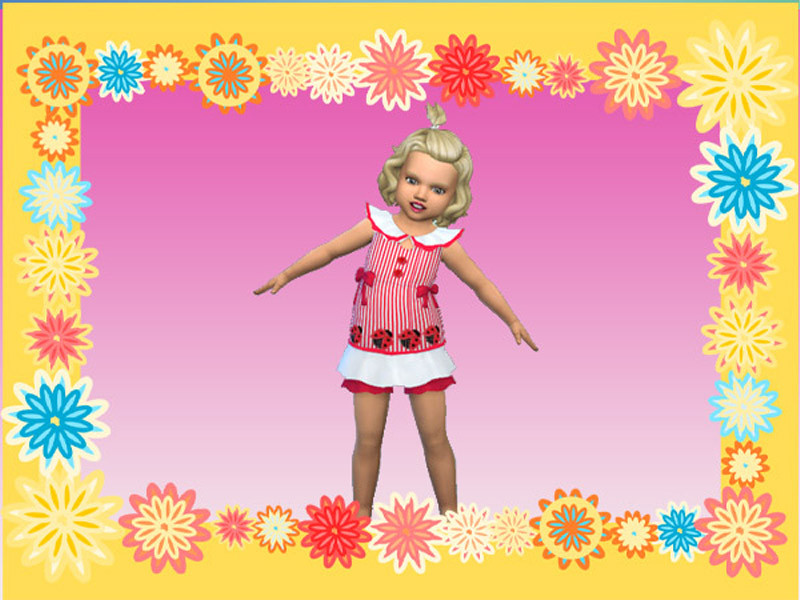 Sims 4 Toddler Lady Bug Dress-Toddlers SP by jmarie1968