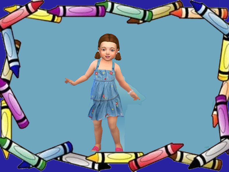 Sims 4 Toddler Jeans Dress with Flowers - Toddlers SP by jmarie1968