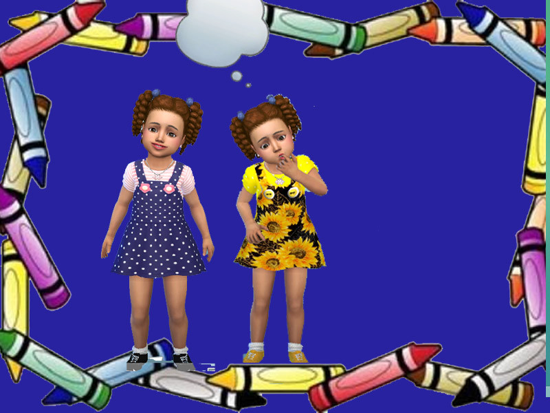 Sims 4 Toddler Sunflower and Polka Dot Overalls Set - Toddlers SP by jmarie1968
