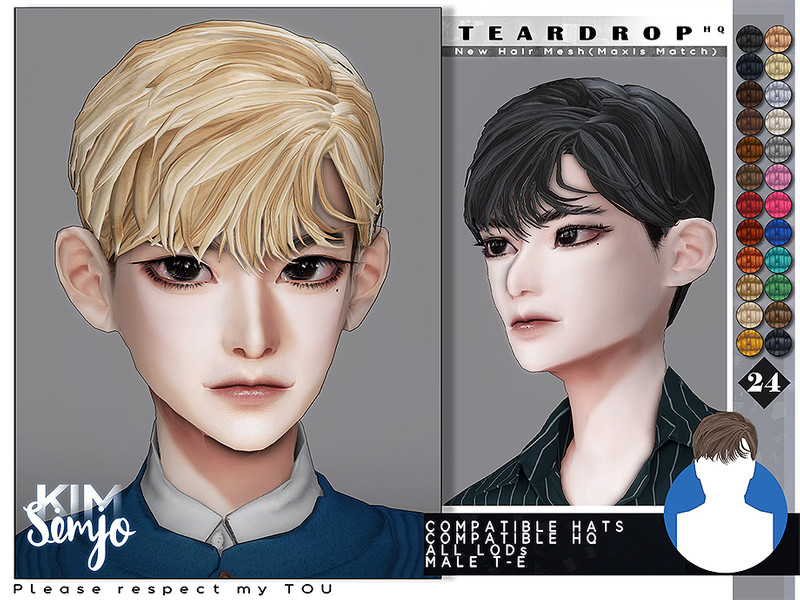 Sims 4 TS4 Male Hairstyle_Teardrop(Maxis Match) by KIMSimjo