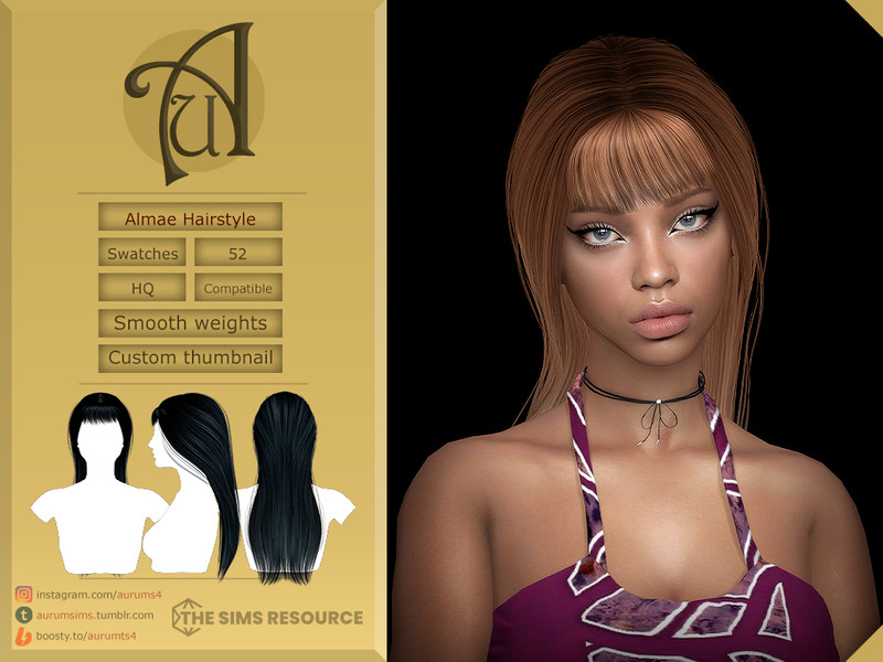 Sims 4 Almae - Female/male hairstyle with bang by AurumMusik