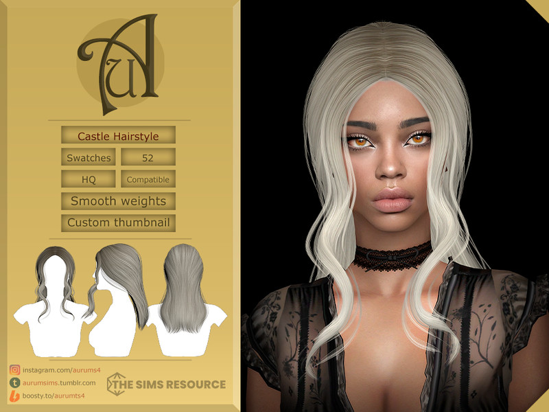 Sims 4 Castle - Female/male straight hairstyle by AurumMusik