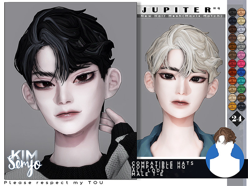 Sims 4 TS4 Male Hairstyle_Jupiter(Maxis Match) by KIMSimjo