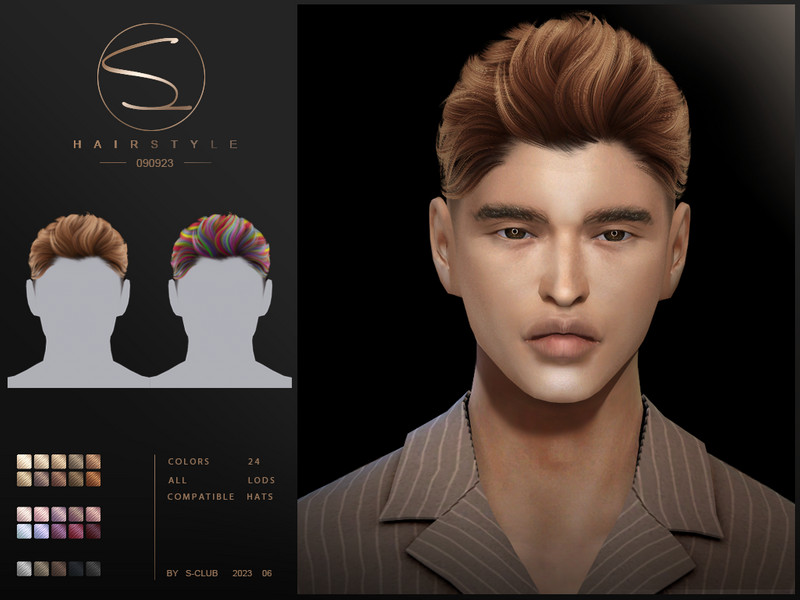 Sims 4 Short male hairstyle GREG(090623) by S-CLUB by S-Club