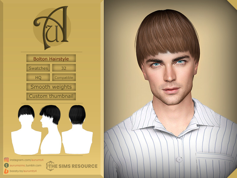 Sims 4 Bolton - Male Haircut by AurumMusik