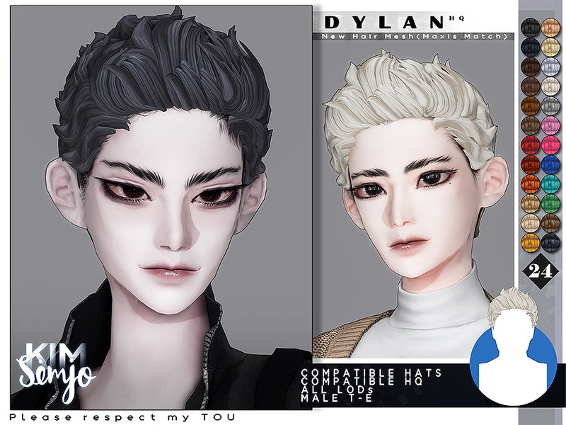 Sims 4 TS4 Male Hairstyle_Dylan(Maxis Match) by KIMSimjo