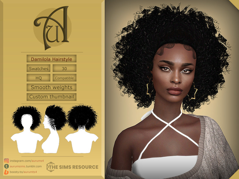Sims 4 Damilola - female and male curly hairstyle by AurumMusik