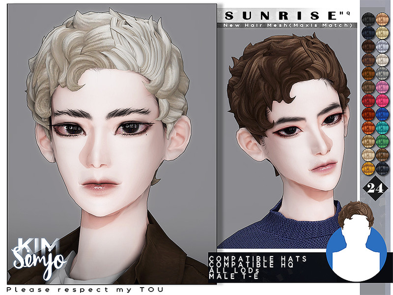 Sims 4 TS4 Male Hairstyle_Sunrise(Maxis Match) by KIMSimjo