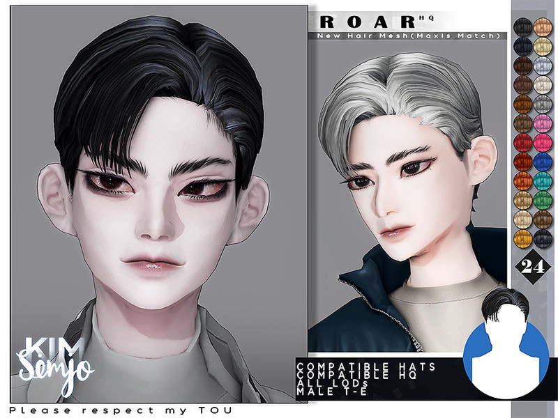 Sims 4 TS4 Male Hairstyle_Roar(Maxis Match) by KIMSimjo