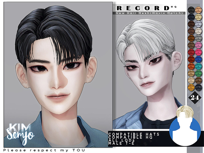 Sims 4 TS4 Male Hairstyle_Record(Maxis Match) by KIMSimjo