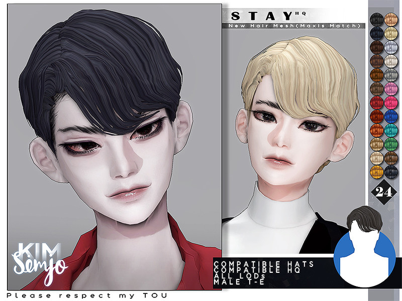 Sims 4 TS4 Male Hairstyle_Stay(Maxis Match) by KIMSimjo