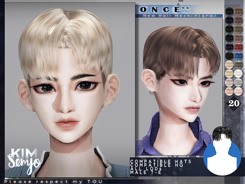 Sims 4 TS4 Male Hairstyle_Once by KIMSimjo