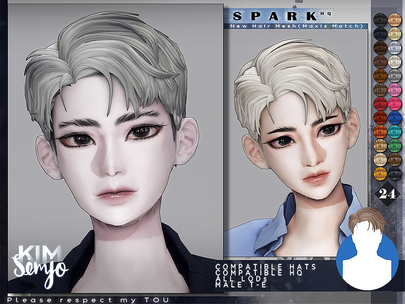 Sims 4 TS4 Male Hairstyle_Spark(Maxis Match) by KIMSimjo