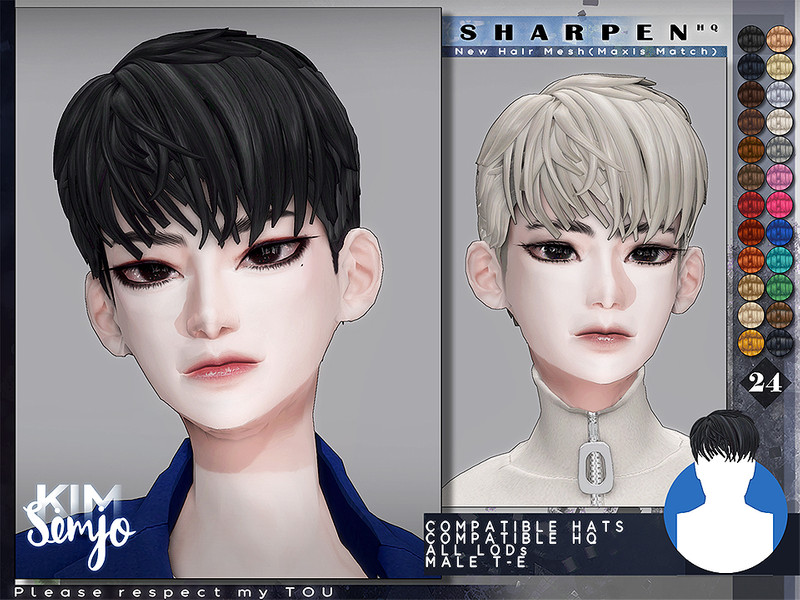 Sims 4 TS4 Male Hairstyle_Sharpen(Maxis Match) by KIMSimjo