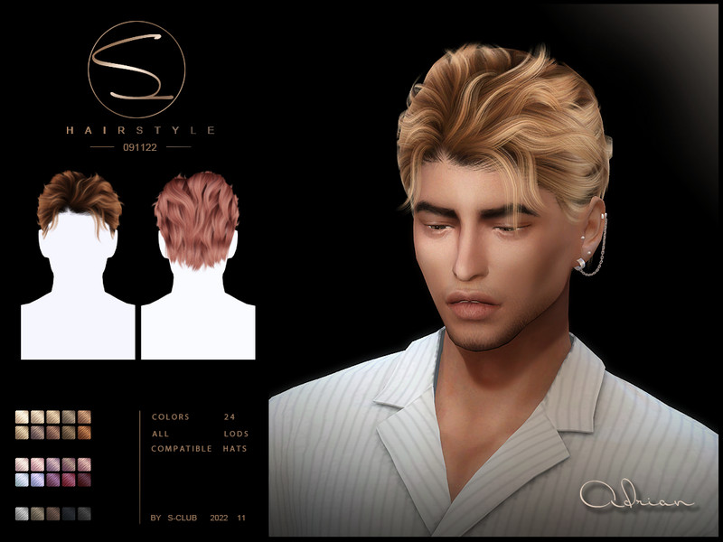 Sims 4 Short male hairstyle Adrian(091122) by S-CLUB by S-Club