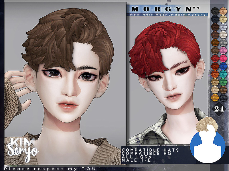 Sims 4 TS4 Male Hairstyle_Morgyn(Maxis Match) by KIMSimjo