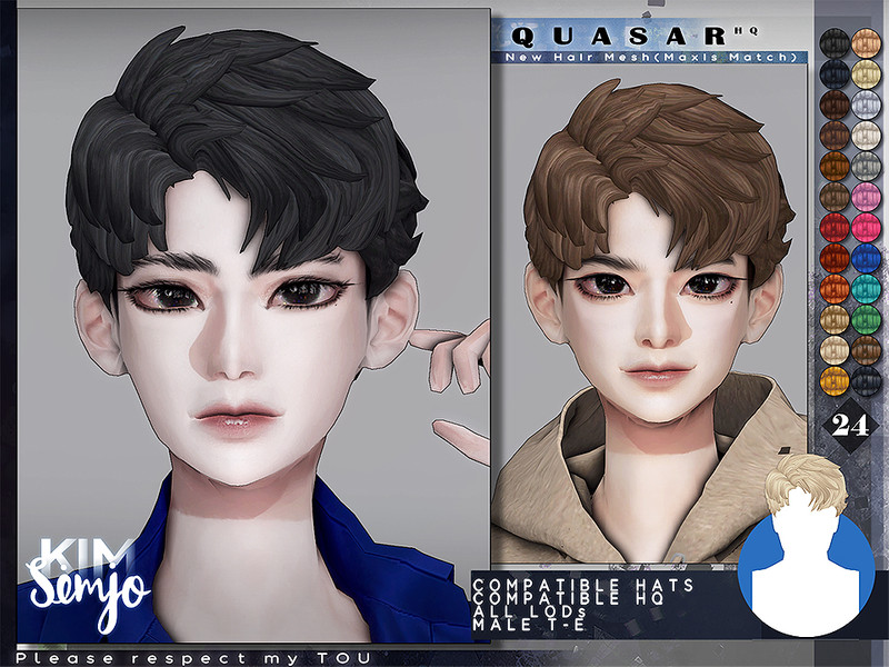 Sims 4 TS4 Male Hairstyle_Quasar(Maxis Match) by KIMSimjo
