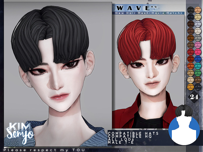 Sims 4 TS4 Male Hairstyle_Wave(Maxis Match) by KIMSimjo