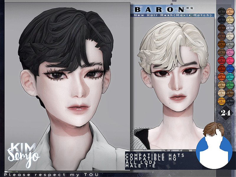 Sims 4 TS4 Male Hairstyle_Baron(Maxis Match) by KIMSimjo