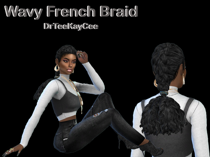 Sims 4 Wavy French Braid - Base Compatible by drteekaycee