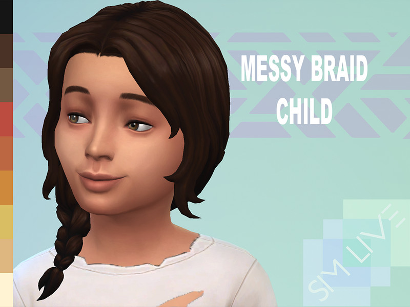 Sims 4 Child Messy Braid by KikiSimLive